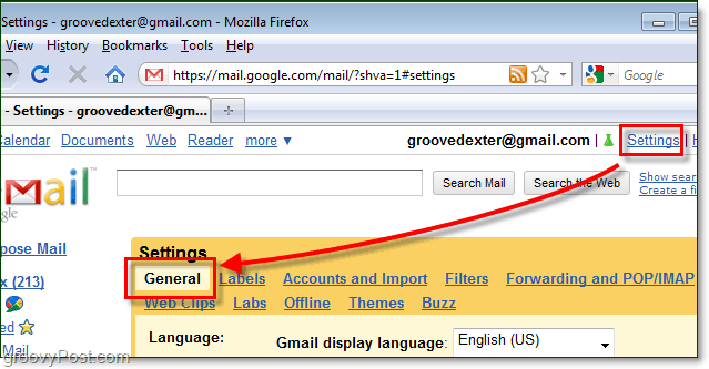 akses pengaturan umum gmail