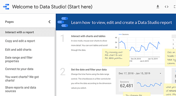 Cara memulai di Google Data Studio, tip 1