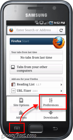 preferensi aplikasi firefox ponsel android