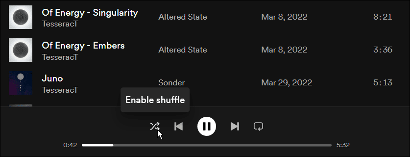 aktifkan shuffle di Spotify