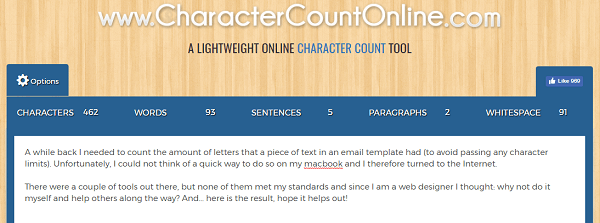 Gunakan CharacterCountOnline.com untuk menghitung karakter, kata, paragraf, dan lainnya.
