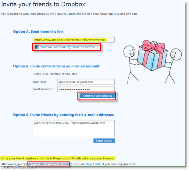 Tangkapan layar Dropbox -banyak cara untuk membagikan undangan Anda ke dropbox