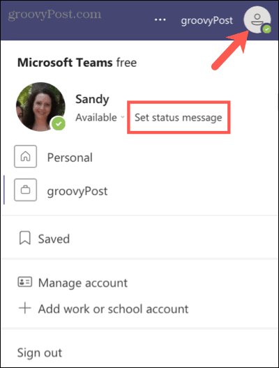 Atur pesan status di Microsoft Teams
