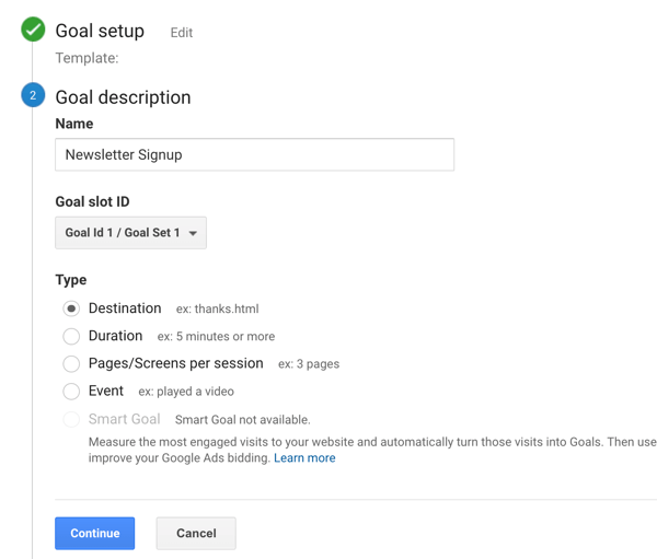 Siapkan Google Analytic Goals untuk Instagram Stories, Langkah 6.
