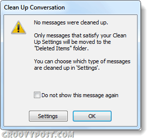Outlook 2010 tidak ada email untuk dibersihkan