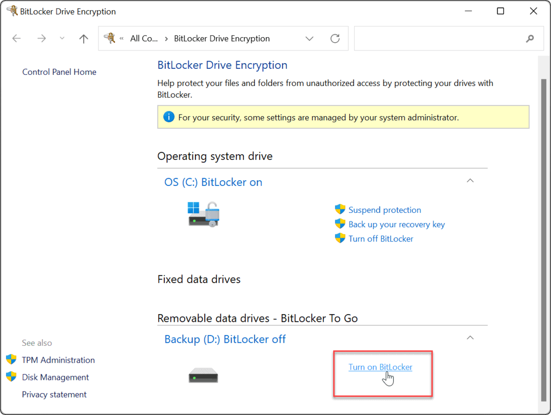 nyalakan BitLocker Windows 11