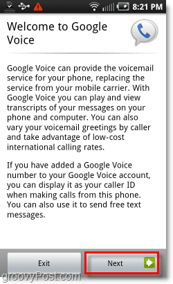 Google Voice di Layar Sambutan Seluler Android