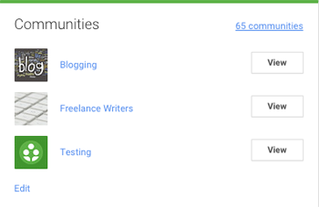 komunitas google + terdaftar di profil