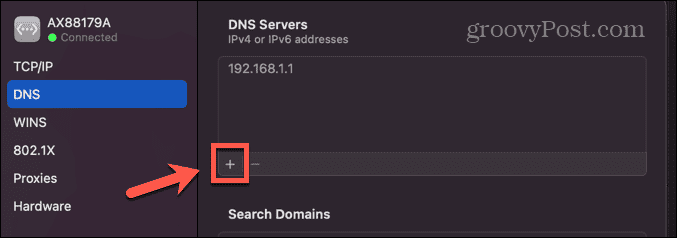mac menambahkan server dns