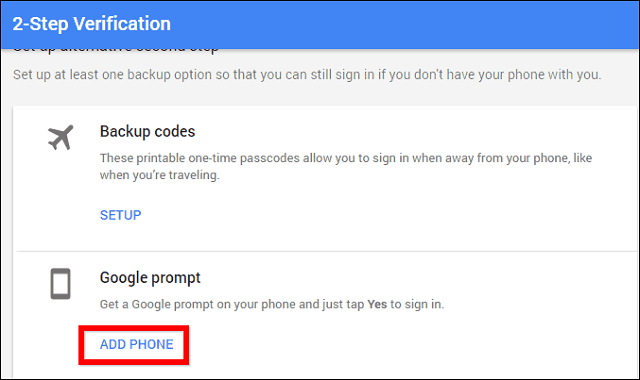 Google 2-langkah verifikasi prompt