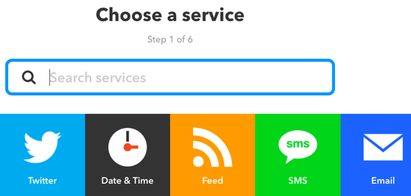 Pilih layanan untuk applet IFTTT Anda.