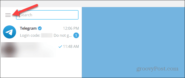 Tombol menu di aplikasi desktop Telegram