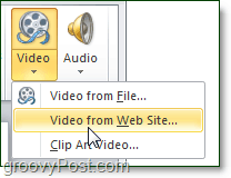 Opsi video dari situs web di PowerPoint 2010