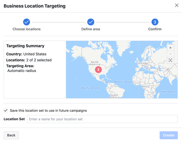 Konfirmasikan penargetan lokasi untuk iklan facebook Anda.