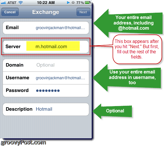Menambahkan Hotmail Exchange ActiveSync ke iPhone