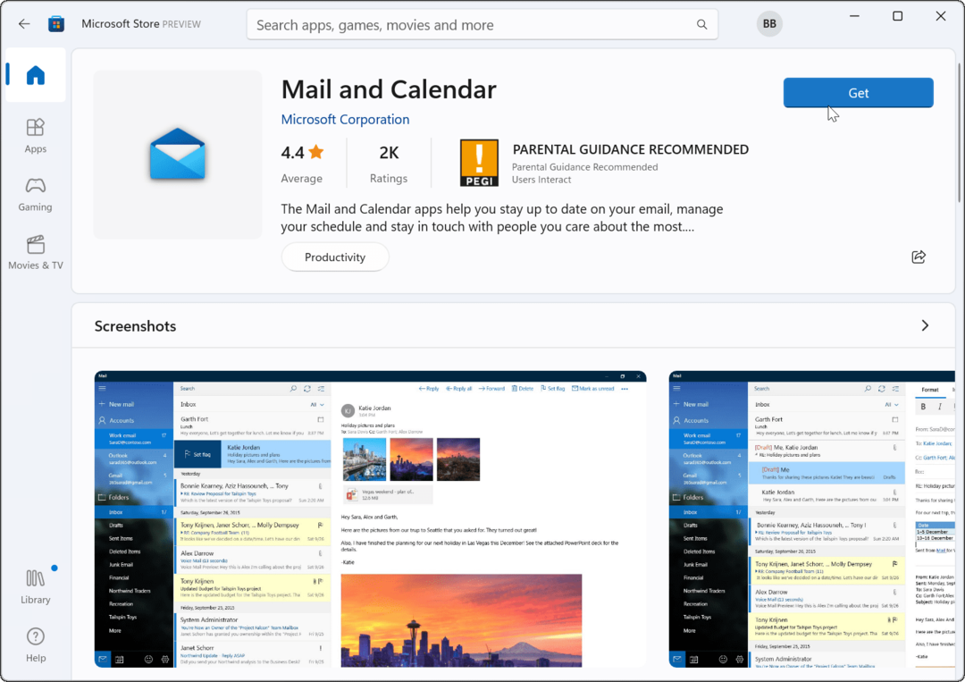 instal ulang aplikasi Mail Microsoft Store