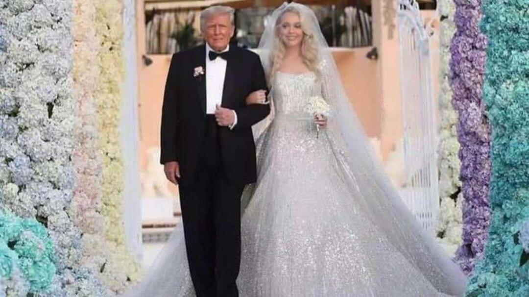 Gaun pengantin Tiffany Trump menandai pernikahan itu