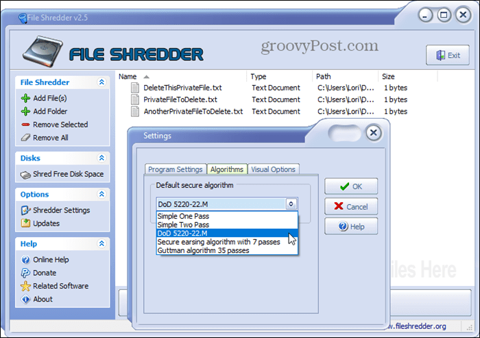 Alat penghapusan file Shredder aman untuk Windows