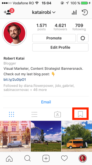 Untuk membuat koleksi, buka profil Instagram Anda dan ketuk ikon Bookmark.