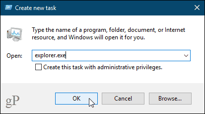 Buat kotak dialog tugas baru di Windows 10 Task Manager
