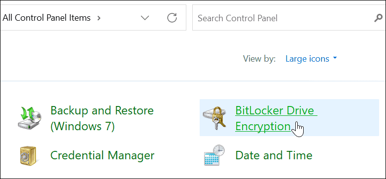 Panel kontrol Keamanan BitLocker
