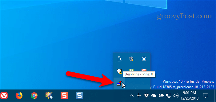 Klik ikon DeskPins di baki sistem Windows untuk mendapatkan pin