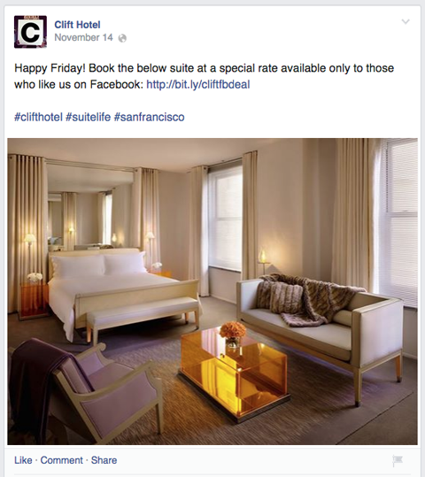 Facebook upate hotel clift