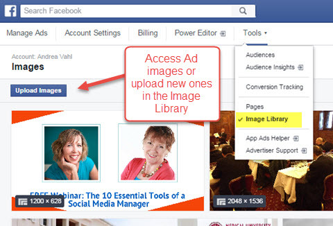 akses perpustakaan gambar pengelola iklan facebook