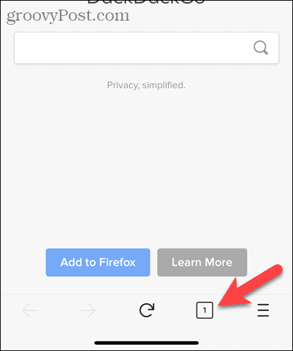 Ketuk tombol tab di Firefox untuk iOS