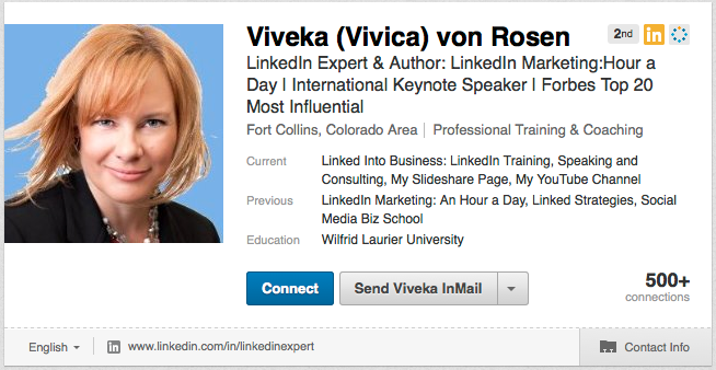 Profil akun viveka von Rosen linkedin