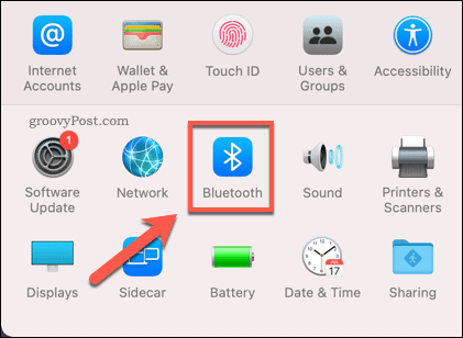 Membuka menu pengaturan Bluetooth di Mac