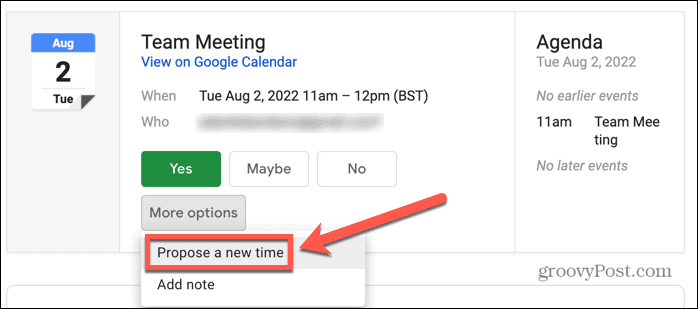 kalender google gmail mengusulkan waktu baru