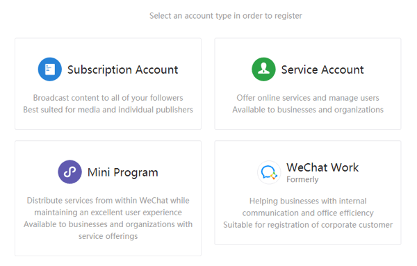 Siapkan WeChat untuk bisnis, langkah 2.