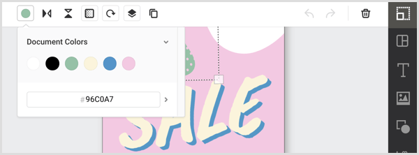 Pilih elemen dalam desain Easil Anda dan pilih warna dari toolbar.