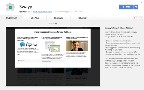 Swayy juga memiliki ekstensi Google Chrome untuk memudahkan berbagi penemuan konten.