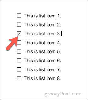 Contoh daftar periksa di Google Documents