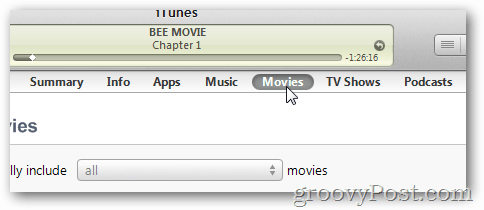 klik tombol film di iTunes