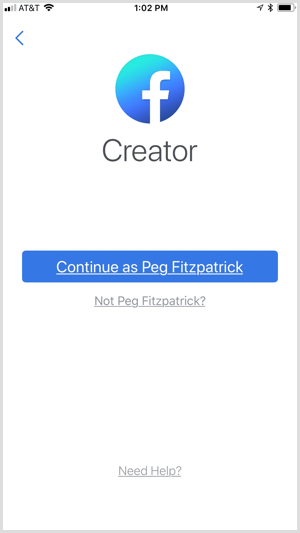 Masuk ke aplikasi Facebook Creator
