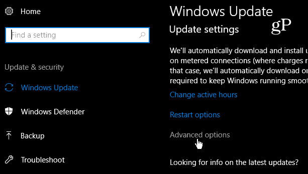 Pengaturan Pembaruan Windows 10 Lanjut