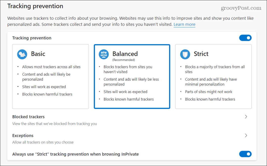 Cara Mengelola Pencegahan Pelacakan di Microsoft Edge