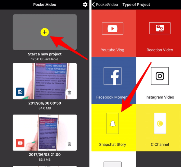 Ketuk Snapchat Story untuk membuat konten cerita Instagram Anda.
