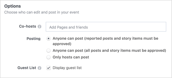Masukkan nama halaman bisnis atau teman yang akan Anda bagikan acara Facebook Anda.