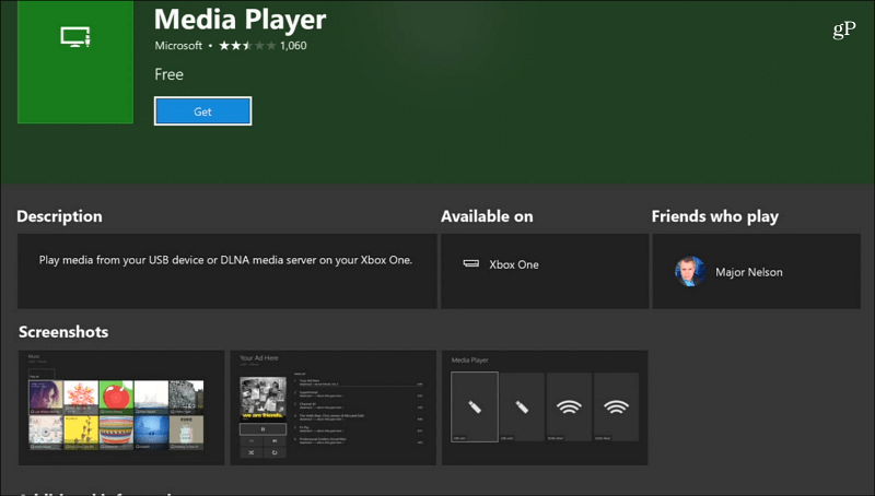 Aplikasi Media Player Xbox One