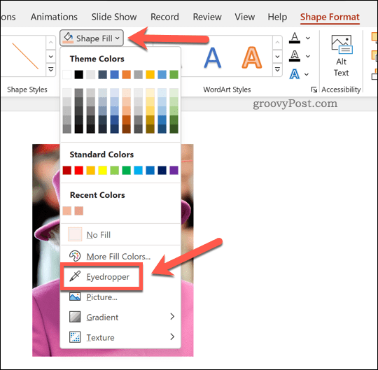 Menggunakan alat pipet di Excel