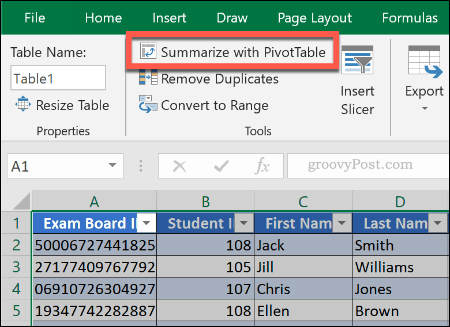 Membuat tabel pivot dari tabel yang ada di Excel