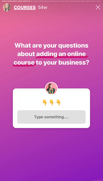 Cerita Instagram dengan stiker Pertanyaan
