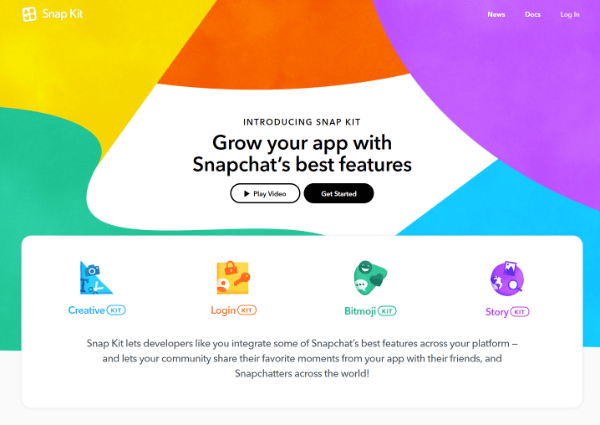 Snap Inc. memperkenalkan Snap Kit, kit pengembang lengkap yang memungkinkan pembuat aplikasi menghadirkan beberapa bagian terbaik dari Snapchat ke aplikasi mereka.