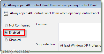 aktifkan opsi untuk selalu membuka semua item panel kontrol di windows 7