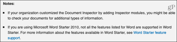 Catatan Pemeriksa Dokumen dari Dukungan Microsoft