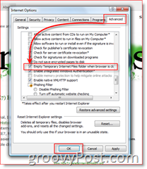 Cara-Untuk Secara Otomatis Menghapus File Sementara Browser IE7 di Gambar Keluar